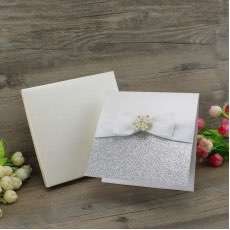 Half Fold Glitter Invitation Card with Paper Box Wedding Invitation Decoration Customized 